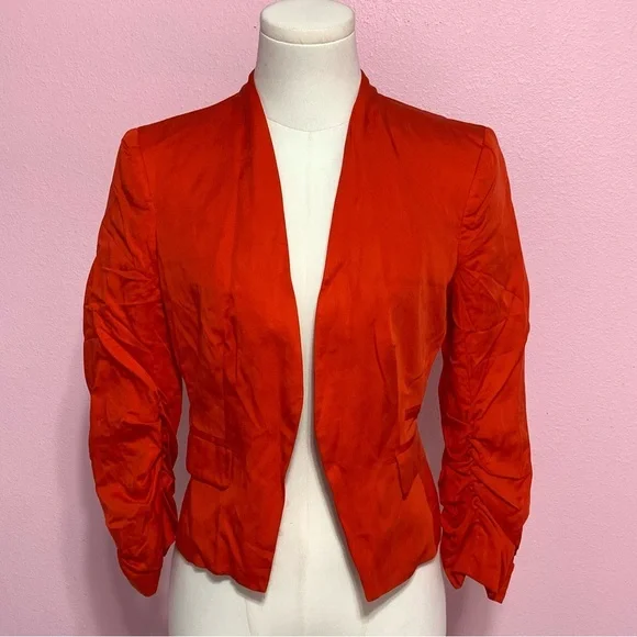 VTG Bebe Red Open Front Blazer Jacket Size 2 - Picture 13 of 14